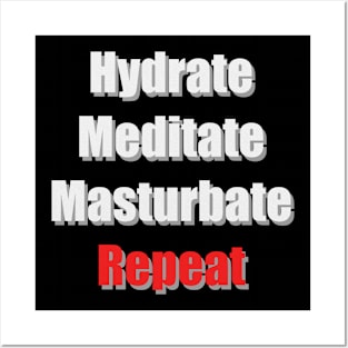 Hydrate Meditate Masturbate Repeat Posters and Art